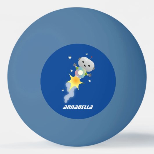 Balle De Ping Pong Un mignon robot volant dans l'espace dessin animé (Dos)