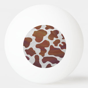Balle De Ping Pong Vache Marron et Impression Blanche
