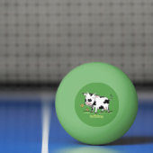 Balle De Ping Pong Vache mignonne en vert dessin animé sur le terrain (Filet)