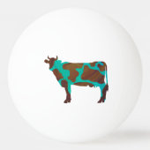 Balle De Ping Pong Vache Silhouette Brown et Turquoise (Dos)