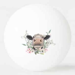 Balle De Ping Pong vaches nez baiser fleurs aquarelle gris animal de 