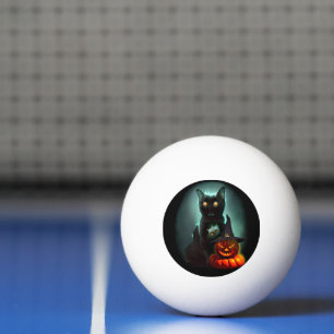 Balle De Ping Pong Vampire Chat et Assistant Citrouille Halloween Sur