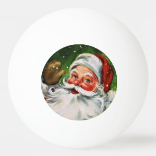 Balle De Ping Pong Vintage Santa Face 1
