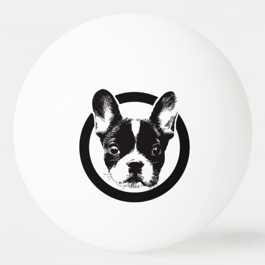 Balle De Ping Pong Visage de chien de bouledogue français (Devant)