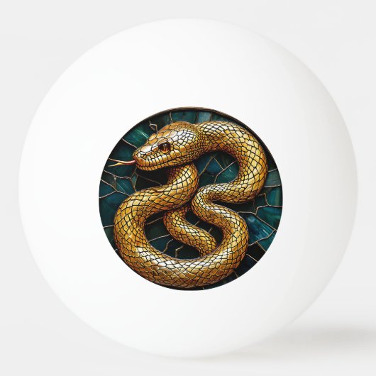 Balle De Ping Pong Vitrail serpent doré (Devant)
