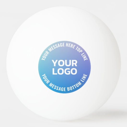Balle De Ping Pong Votre logo | Ombre bleue à violet et texte circula (Devant)