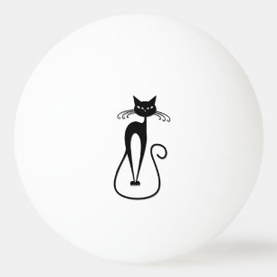Balle De Ping Pong Whimsical Skinny Chat noir