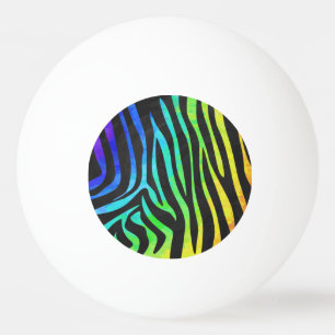 Balle De Ping Pong Zebra Black et Rainbow Print