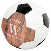Balle de soccer en bois de Monogramme rustique (3/4)