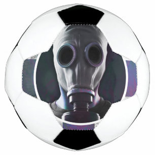 Balle de soccer en masque à gaz
