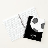 Balle de soccer noir blanc Nom Date Carnet spiral (Intérieur)