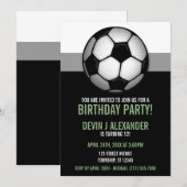 Balle de soccer vert et noir Invitations d'anniver (Devant / Derrière)