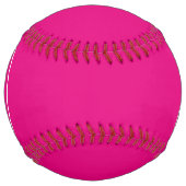 Balle De Softball 3 Initiales Monogramme | Blanc sur rose chaud (Devant)