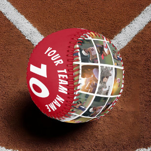 Balle De Softball 6 Collage de photos Numéro de joueur rouge Nom de