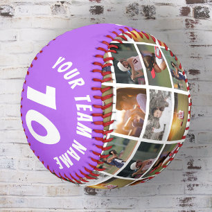 Balle De Softball 6 Collage Photo Numéro de Joueur Violet Nom de l'É