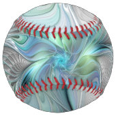 Balle De Softball Abstrait Bleu Vert Papillon Imaginaire Fractal Art (Devant)