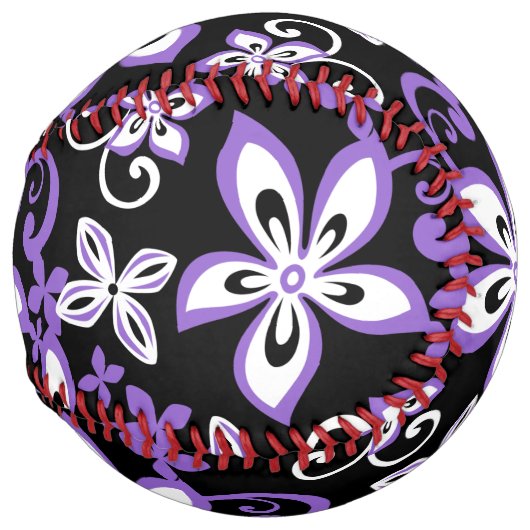 BALLE DE SOFTBALL ALOHA HAWAII (NOIR/POURPULAIRE) (Devant droit)