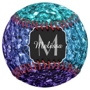 Balle De Softball Aqua bleu ombre fausse parties scintillant scintil
