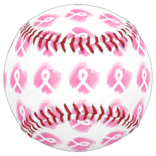 Balle De Softball Aquarelle du ruban de sensibilisation au cancer du