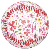 Balle De Softball Aquarelle florale moderne (Devant gauche)