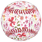 Balle De Softball Aquarelle florale moderne (Dos)