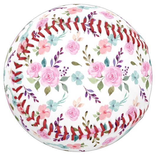 Balle De Softball Aquarelle rose (Devant gauche)