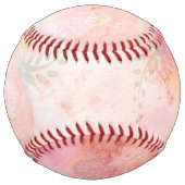 Balle De Softball Aquarelle rose Arrière - plan floral (Dos)
