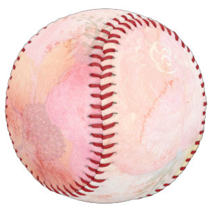 Balle De Softball Aquarelle rose Arrière - plan floral