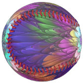 Balle De Softball Art abstrait fractal de fleurs psychédéliques colo (Devant gauche)