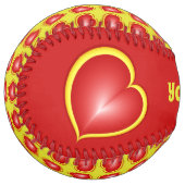 Balle De Softball Avec beaucoup d'amour Rouge Jaune Coeurs Modernes (Devant gauche)