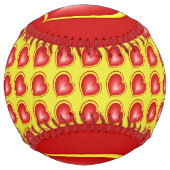 Balle De Softball Avec beaucoup d'amour Rouge Jaune Coeurs Modernes (Dos)