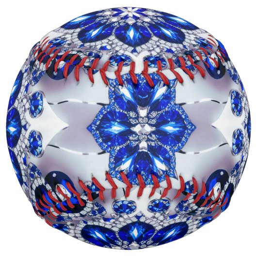 Balle de softball avec Bleu Blanc Conception (Dos)