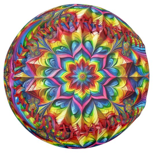 Balle de softball avec LGBTQ Couleurs Design (Devant gauche)