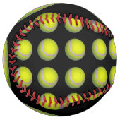 Balle De Softball Ballons De Tennis Jaune Sur Noir, Sofball (Devant gauche)