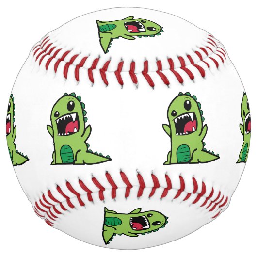 Balle De Softball Bande dessinée de dinosaure de bébé (Devant)