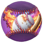 Balle De Softball Baseball en feu. (Dos)
