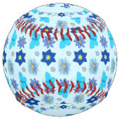 Balle De Softball Bébé bleu Papillons et fleurs personnalisés (Dos)