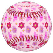 Balle De Softball Bébé rose Papillons et fleurs personnalisés (Dos)