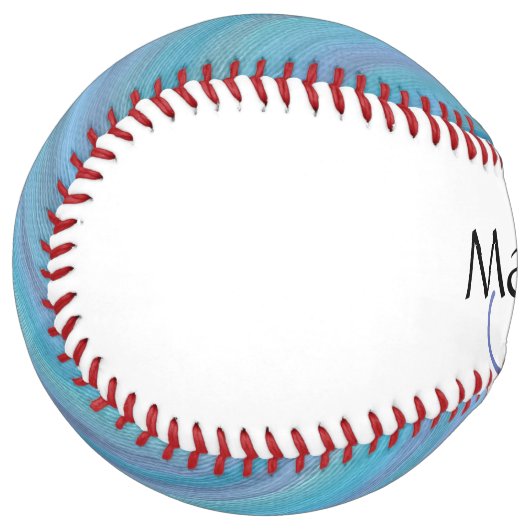 Balle De Softball Bleu calme Abstrait | Cool Turquoise Aqua Monogram (Devant gauche)
