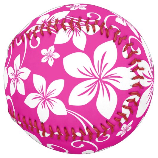 BALLE DE SOFTBALL BLEU HAWAII (ROSE CHAUDE) (Devant droit)