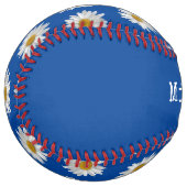 Balle De Softball Bleu marguerite personnalisé (Devant gauche)