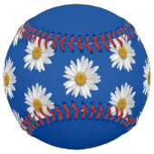 Balle De Softball Bleu marguerite personnalisé (Dos)