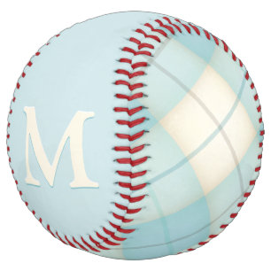 Balle De Softball Bleu Plaid Baseball Custom Monogramme fille's Joli