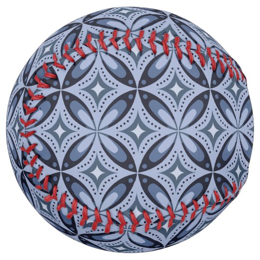 Balle De Softball Blue Geometric Pattern Retro Style (Devant gauche)