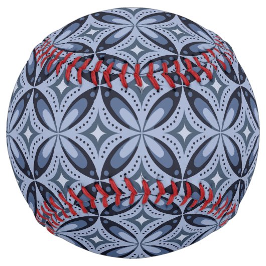 Balle De Softball Blue Geometric Pattern Retro Style (Dos)