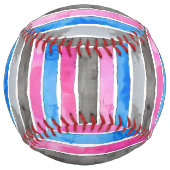 Balle De Softball Blue Pink Smoky Grey Stripes (Devant)
