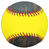 Balle De Softball Bois Foncé Rustique Jaune Nom (Dos)