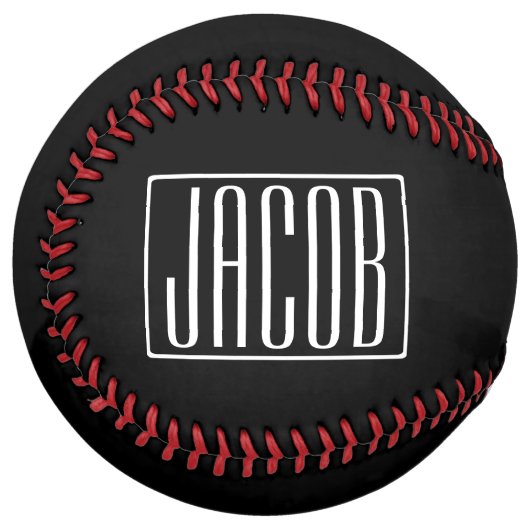 Balle De Softball Bold & Modern Your name or Word | White On Black (Devant gauche)