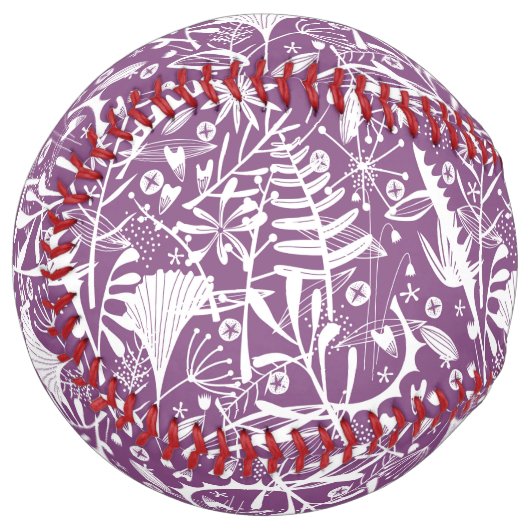 Balle De Softball Botanique moderne violet (Devant gauche)