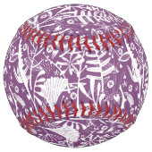 Balle De Softball Botanique moderne violet (Dos)